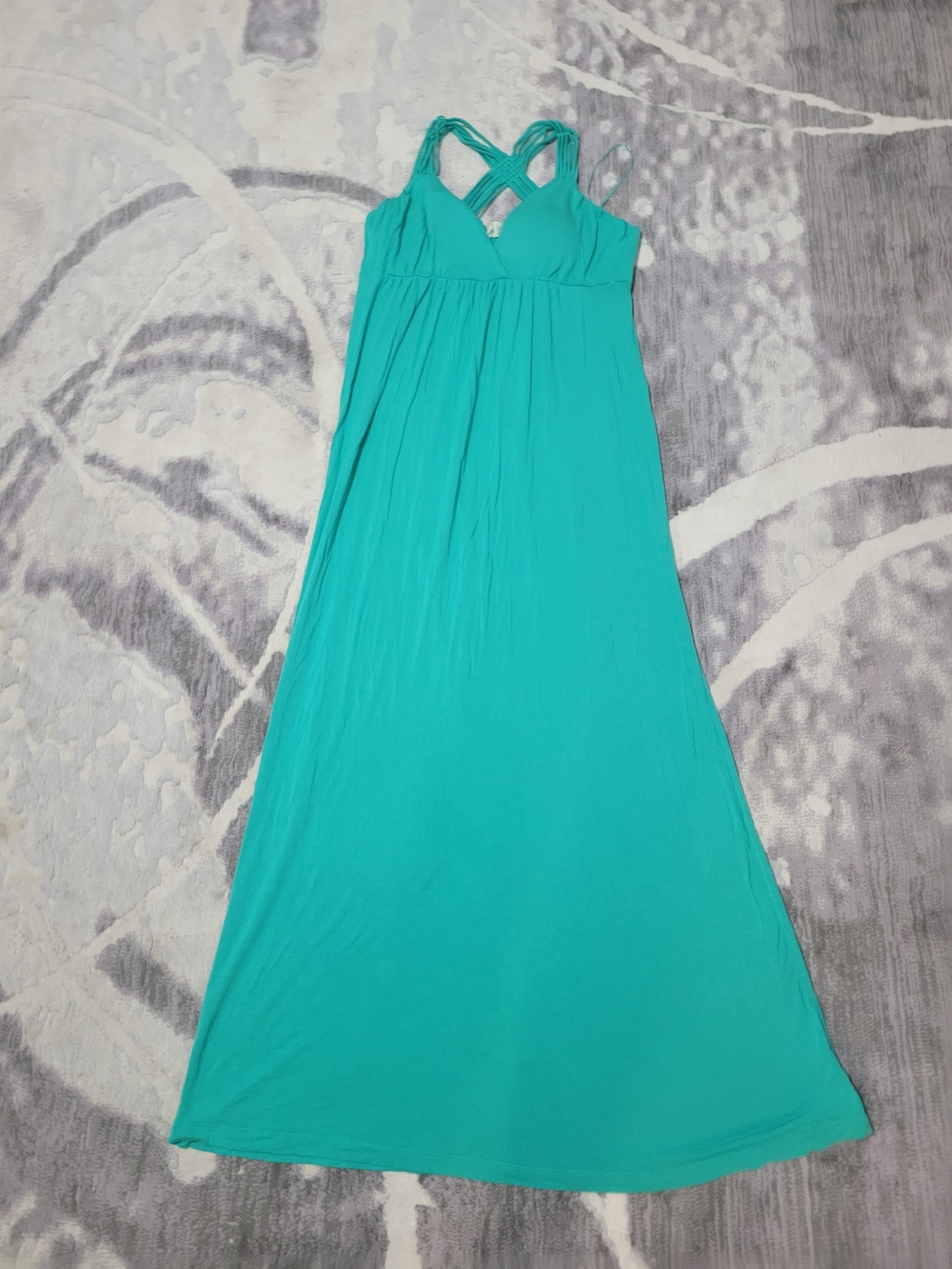 Pink Rose Teal Crisscross Maxi Dress Size L